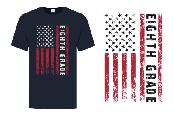 Eighth Grade T-Shirt with American Flag