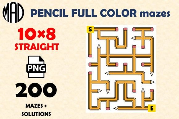 Pencil Mazes Full Color PNG 10×8