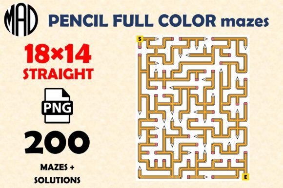 PENCIL MAZES FULL COLOR PNG 18×14