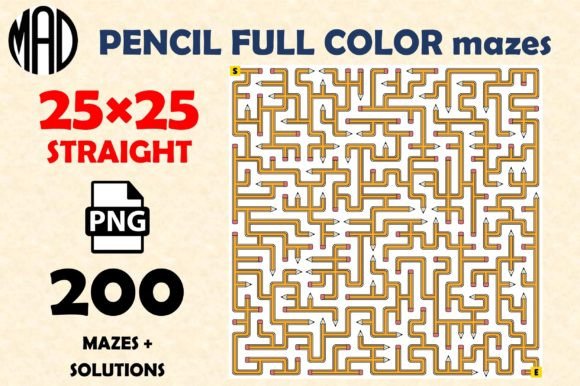 PENCIL MAZES FULL COLOR PNG 25×25