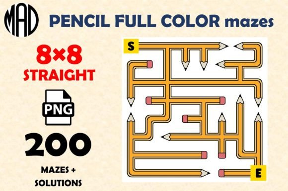 PENCIL MAZES FULL COLOR PNG 8×8: A Unique Resource for Creative Projects