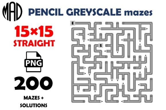 PENCIL MAZES GREYSCALE 15×15 PNG: A Unique Resource for Creative Projects
