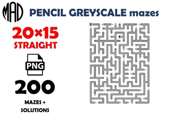 Pencil Mazes Greyscale 20×15 PNG: A Unique Resource for Creative Projects