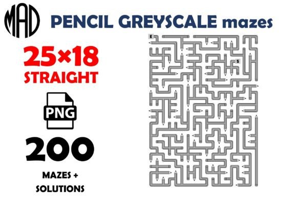 Pencil Mazes Greyscale 25x18 PNG
